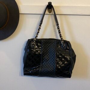 Brooks Brothers Black Quilted Patent Shoulder Bag